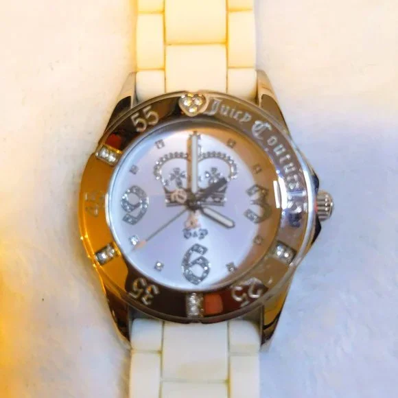 Juicy Couture Swarowski White Watch New Juicy Couture Chelsea YG SS White Silicone Swarovski  main image 4